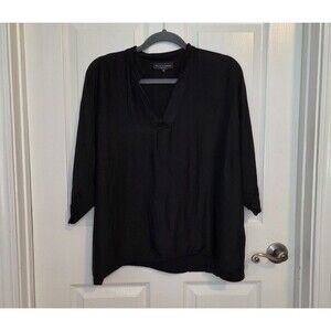 Flora Ashley Black Silk Dolman Sleeve Top Womens Size SMALL Made In Italy